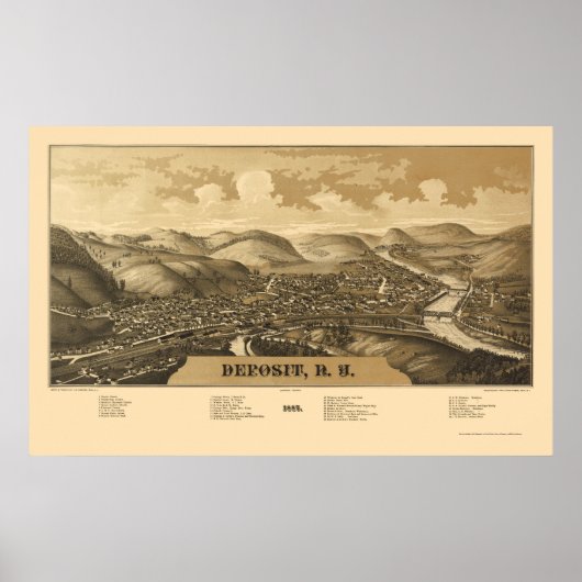 Poster Dépôt, NY Carte Panoramique - 1887 (Devant)