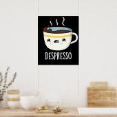 Poster Depresso Funny Sad Espresso Coffee Pun Dark BG (Cuisine)