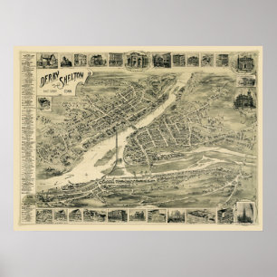 Poster Derby, carte panoramique de CT - 1899