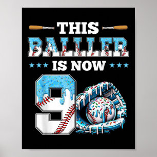 Poster Dérive de baseball 9e fête d'anniversaire garçon V