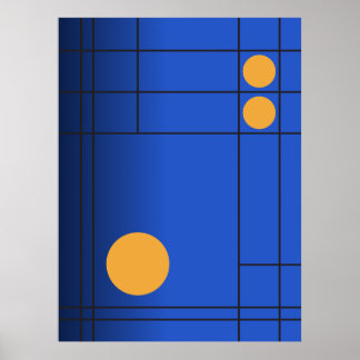 Poster Dérive de cobalt n° 1 Art géométrique bleu et ambr