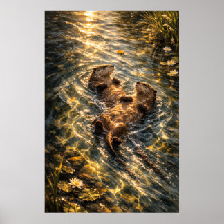 Poster Dérive ensemble | Art de loutre de rivière | Affic