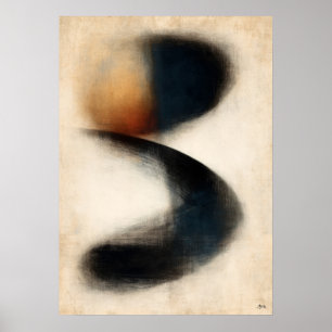 Poster Dérive Indigo Zen Art Abstrait en Sumi Japonais