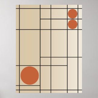 Poster Dérive osseuse n° 1 Art géométrique beige + terrac
