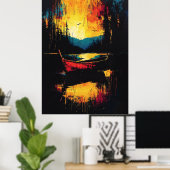 Poster Dérive vers le feu – Bateau abstrait expressionnis (Bureau à domicile)