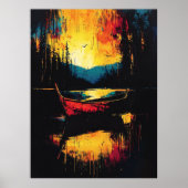Poster Dérive vers le feu – Bateau abstrait expressionnis (Devant)