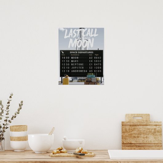 Poster Dernier appel à la Lune - Retro Space Travel Poste (Cuisine)