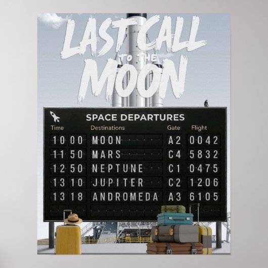Poster Dernier appel à la Lune - Retro Space Travel Poste (Devant)