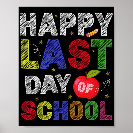 Poster Dernier Jour D'école Élèves Et Enseignants (Devant)