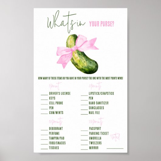 Poster Dernier Pickle, qu'y a-t-il dans votre sac à main  (Devant)