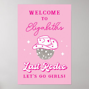 Poster Dernier Rodeo Disco Cowgirl Bachelorette Bienvenue