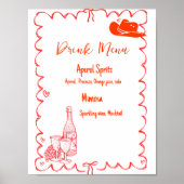 Poster Dernier Toast On the Coast Drink Menu bachelorette (Devant)