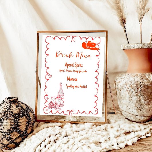 Poster Dernier Toast On the Coast Drink Menu bachelorette