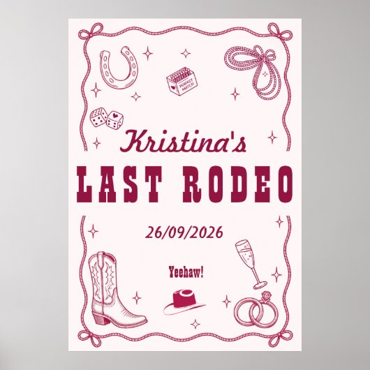 Poster Dernière Fête de Bachelorette Western Personnalisé (Devant)