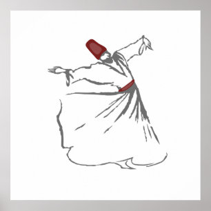 Poster Derviche de tourbillonnement - rouge marron