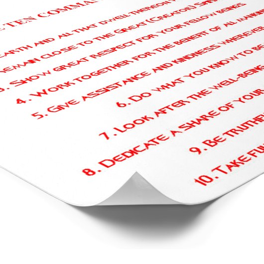 Poster des 10 commandements autochtones (Coin)
