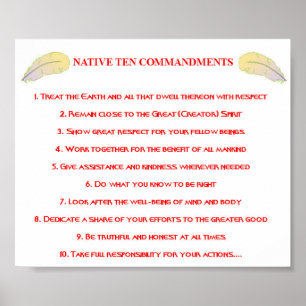 Poster des 10 commandements autochtones