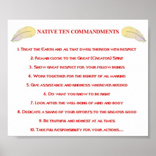 Poster des 10 commandements autochtones (Devant)