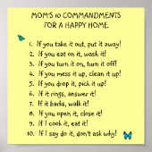 Poster des 10 commandements de maman (Devant)