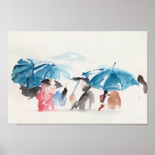 Poster des aquarelles originales des parapluies (Devant)