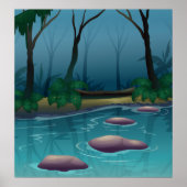 Poster Des Arbres De Forêt Sombre Et De Flux (Devant)