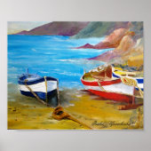 Poster des bateaux de pêche de la vieille rangée (Devant)