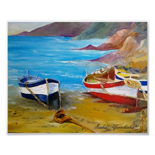 Poster des bateaux de pêche de la vieille rangée