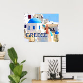 Poster Des bâtiments blancs aveuglants en Grèce (Bureau à domicile)