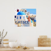 Poster Des bâtiments blancs aveuglants en Grèce (Cuisine)