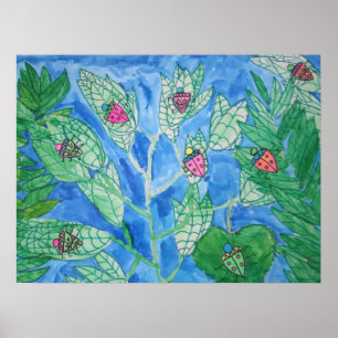 Poster des bogues sur l'aquarelle Feuille