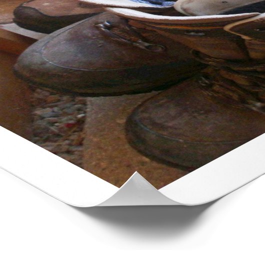 Poster des bottes de randonnée dans une rangée (Coin)
