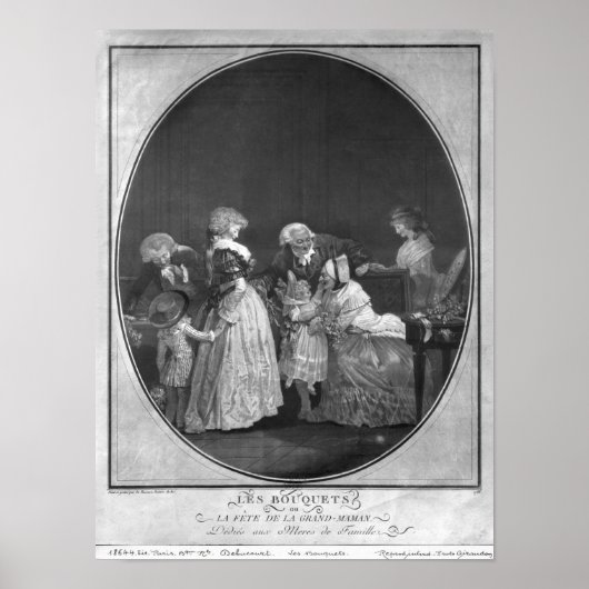 Poster Des bouquets de fleurs ou célébrant grand-mère (Devant)