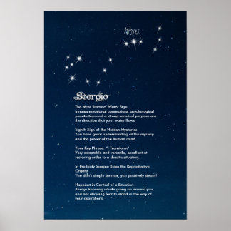 Poster des caractéristiques du scorpion