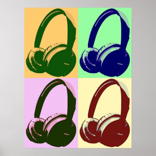 Poster des casques de quatre couleurs Pop Art (Devant)