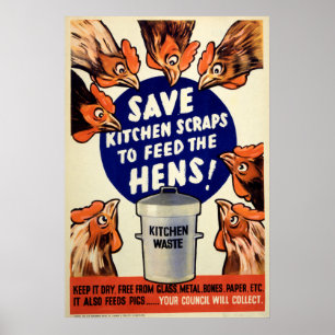 Poster Des chutes - alimentez les poules