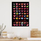 Poster des Coeurs de Saint Valentin en noir (Cuisine)
