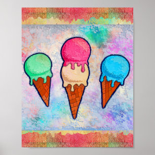 Poster des cônes de crème glacée