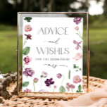 Poster des conseils et des souhaits floraux d'aqua<br><div class="desc">Aquarelle Floral Conseils et voeux Poster. Voir la collection complète ici : https://www.zazzle.com/collections/elegant_pink_lilac_flowers-119154390657080518</div>