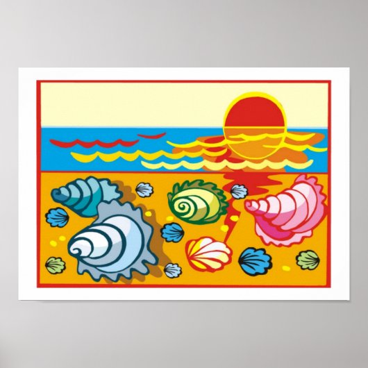 Poster des coquillages sur la plage (Devant)