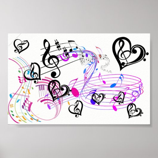 Poster des couleurs et des notes musicales sur la  (Devant)