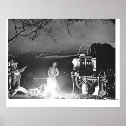Poster Des cowboys jouent et chantent autour d'un feu de (Devant)