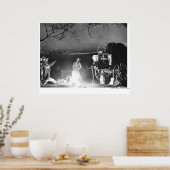 Poster Des cowboys jouent et chantent autour d'un feu de (Cuisine)