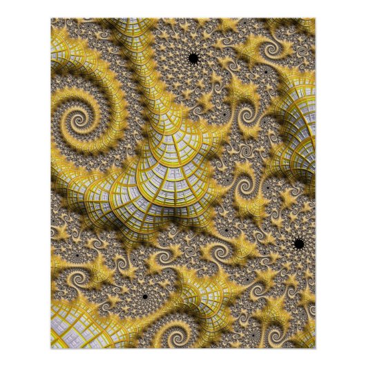 Poster Des créations maritimes Aliens d'or Fractal Art Ab (Devant)