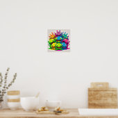 Poster des Créatures Souriantes Silly Colorful (Cuisine)