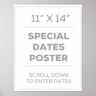 Poster des dates spéciales de 11 po x 14 po
