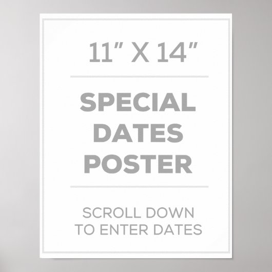 Poster des dates spéciales de 11 po x 14 po (Devant)
