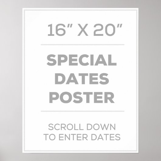 Poster des dates spéciales de 16 po x 20 po (Devant)