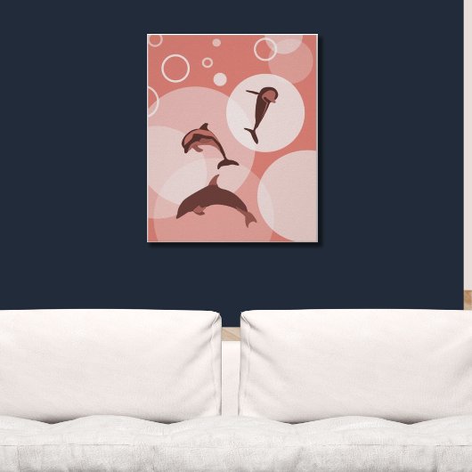Poster des dauphins branché de la vague rose
