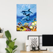Poster des dauphins dans l'océan (Bureau à domicile)