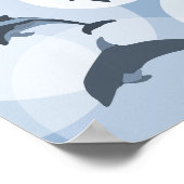 Poster des dauphins de saut en acier-bleu (Coin)